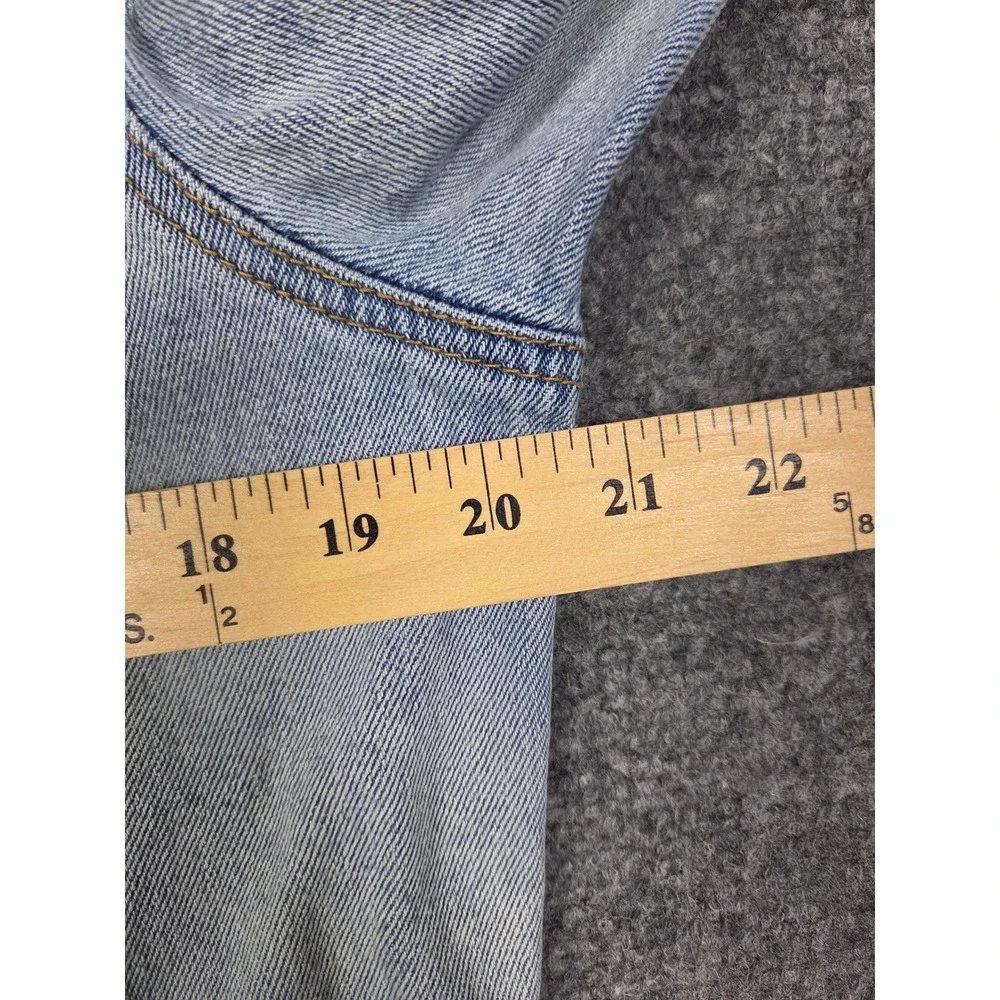 Levis Denim Trucker Jacket Mens M Blue Light Wash Frayed Hem Trucker